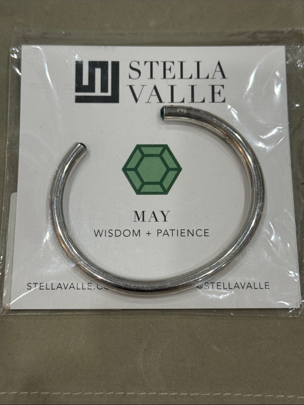 Stella Valle May Emerald Birthstone Cuff Bracelet.